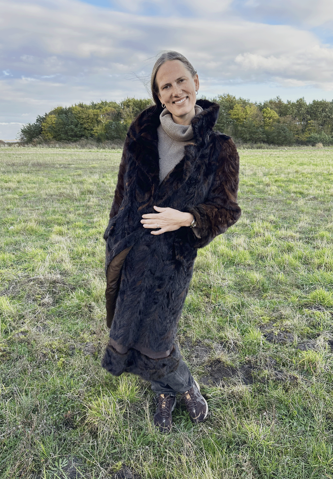 Stribet mink frakke - Vintage