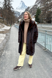 Mahogany mink pels med hætte - Vintage
