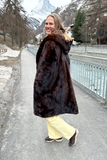 Mahogany mink pels med hætte - Vintage