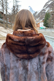 Mahogany mink pels med hætte - Vintage