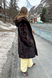 Mahogany mink pels med hætte - Vintage