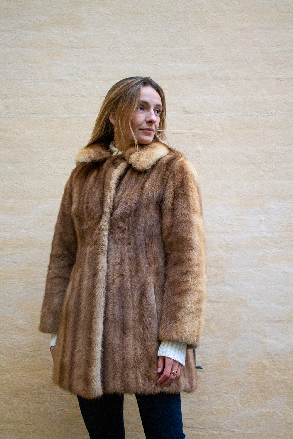 Lysebrun mink pels - Vintage
