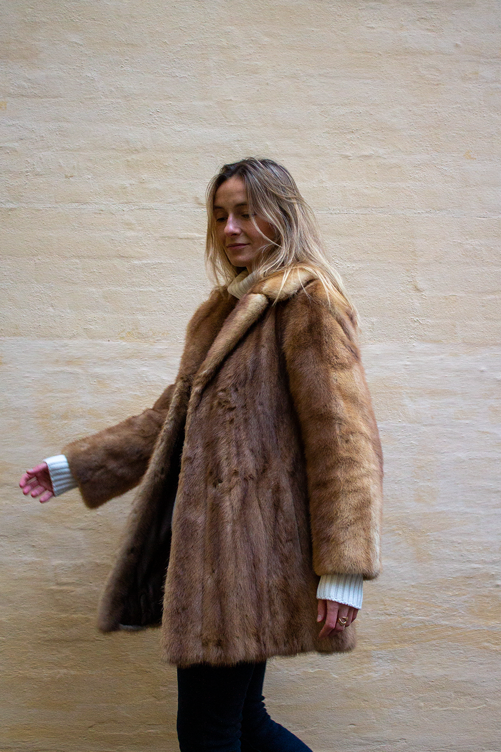 Lysebrun mink pels - Vintage