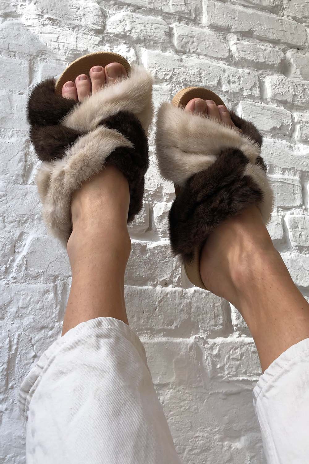 Pastel klip klapper Sommer sandaler I Køb med pels online – Furbysofie